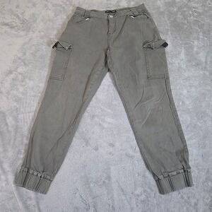 Almost Famous Pants Womens XL Green  Cargo Jogger Tapered Elastic Hem Cotton